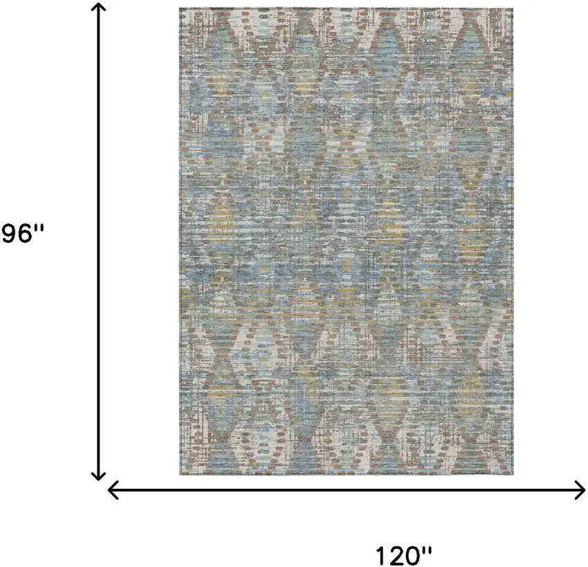 Denim Blue And Blue Floral Medallion Washable Indoor Outdoor Area Rug Photo 6