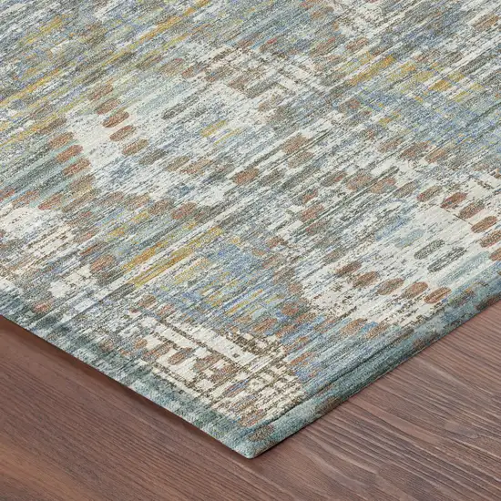 Denim Blue And Blue Floral Medallion Washable Indoor Outdoor Area Rug Photo 4