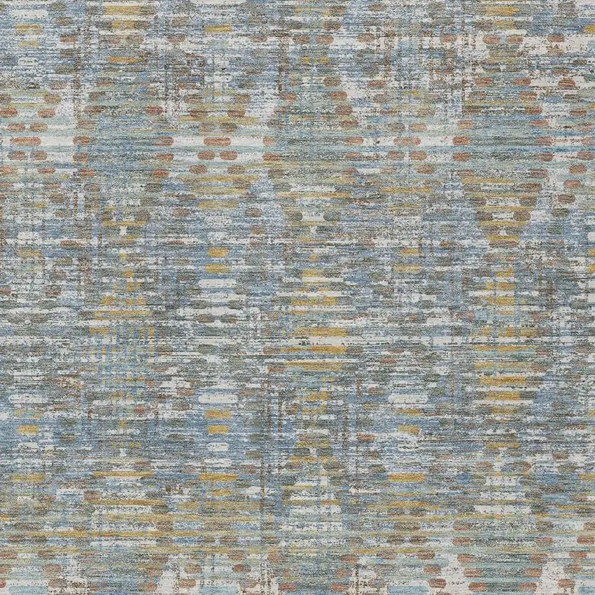 Denim Blue And Blue Floral Medallion Washable Indoor Outdoor Area Rug Photo 2