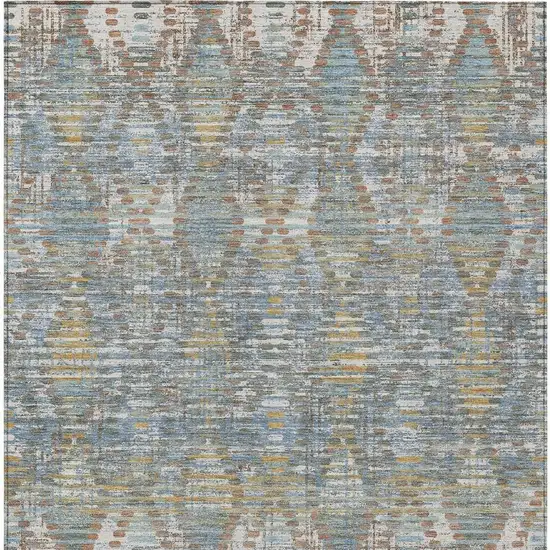 Denim Blue And Blue Floral Medallion Washable Indoor Outdoor Area Rug Photo 3