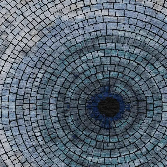 Denim Blue And Blue Geometric Washable Indoor Outdoor Area Rug Photo 3