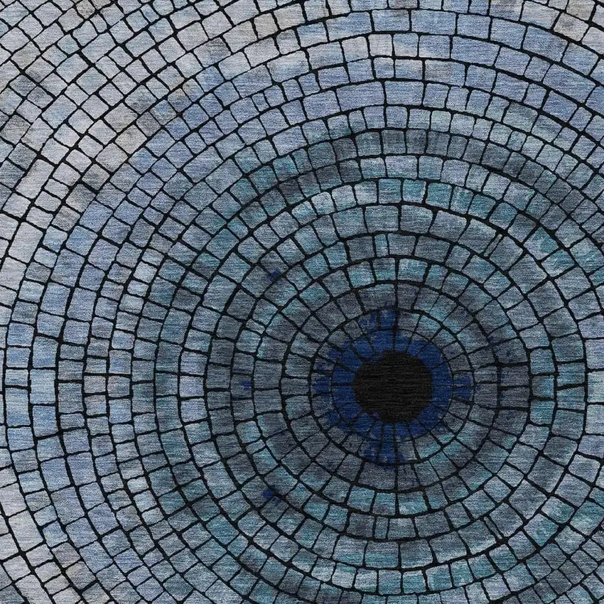 Denim Blue And Blue Geometric Washable Indoor Outdoor Area Rug Photo 3
