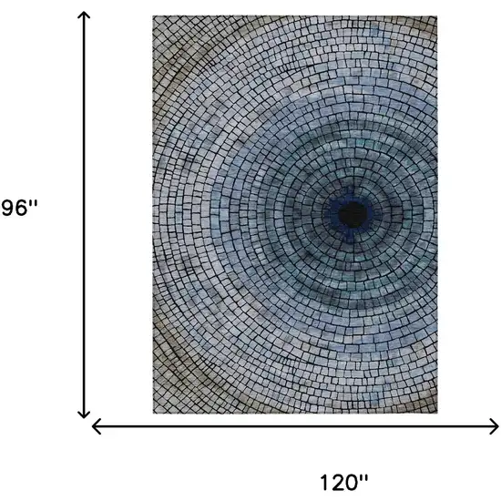Denim Blue And Blue Geometric Washable Indoor Outdoor Area Rug Photo 7