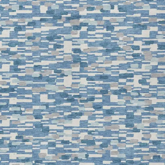 Denim Blue And Blue Geometric Washable Indoor Outdoor Area Rug Photo 3