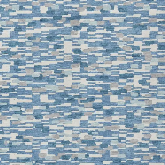 Denim Blue And Blue Geometric Washable Indoor Outdoor Area Rug Photo 2