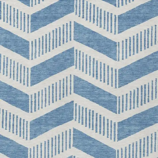 Denim Blue And Blue Geometric Washable Indoor Outdoor Area Rug Photo 2