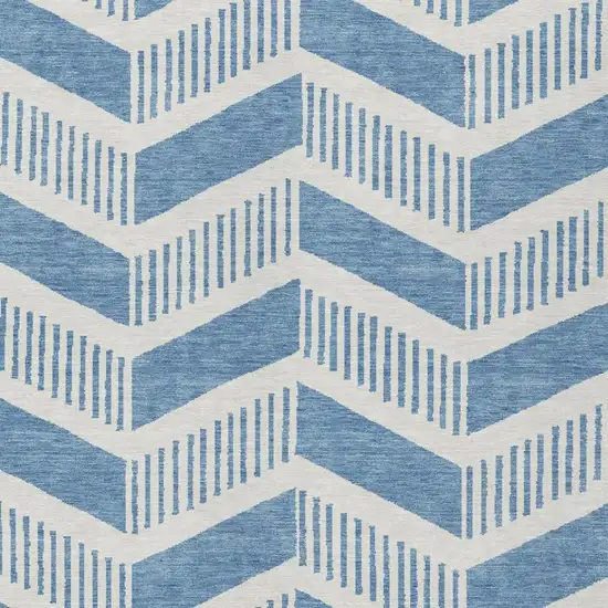 Denim Blue And Blue Geometric Washable Indoor Outdoor Area Rug Photo 3