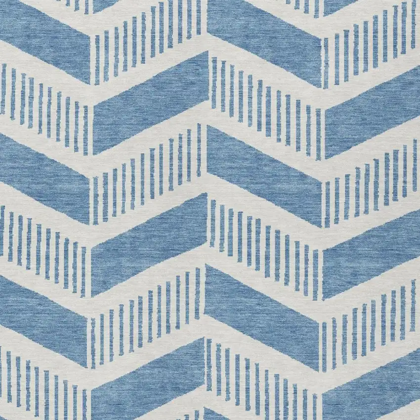 Denim Blue And Blue Geometric Washable Indoor Outdoor Area Rug Photo 3