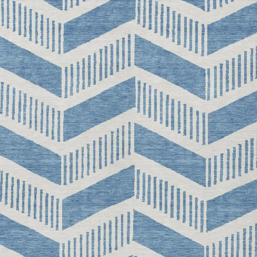 Denim Blue And Blue Geometric Washable Indoor Outdoor Area Rug Photo 2