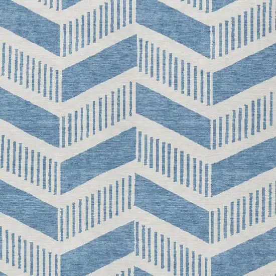 Denim Blue And Blue Geometric Washable Indoor Outdoor Area Rug Photo 3