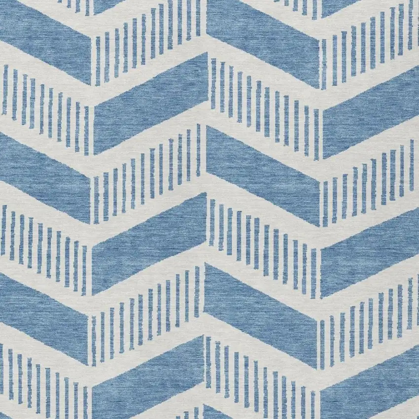 Denim Blue And Blue Geometric Washable Indoor Outdoor Area Rug Photo 3