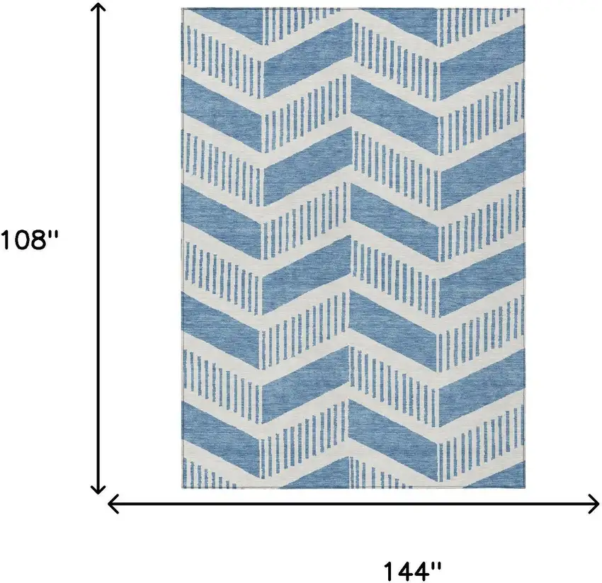 Denim Blue And Blue Geometric Washable Indoor Outdoor Area Rug Photo 6