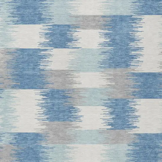 Denim Blue And Blue Geometric Washable Indoor Outdoor Area Rug Photo 3