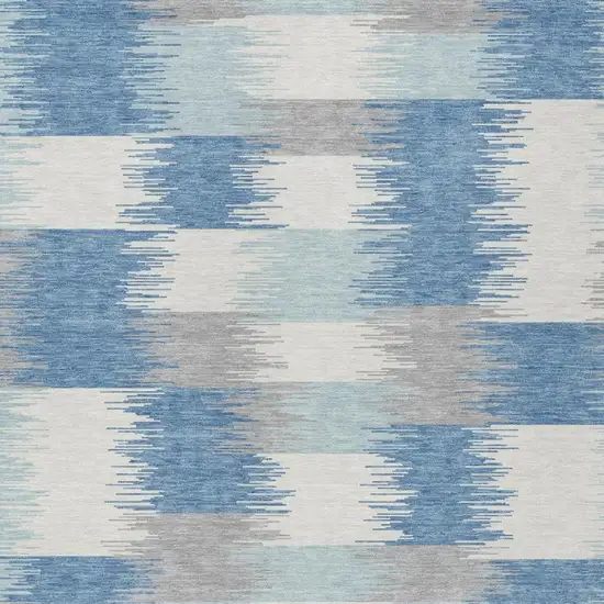 Denim Blue And Blue Geometric Washable Indoor Outdoor Area Rug Photo 2