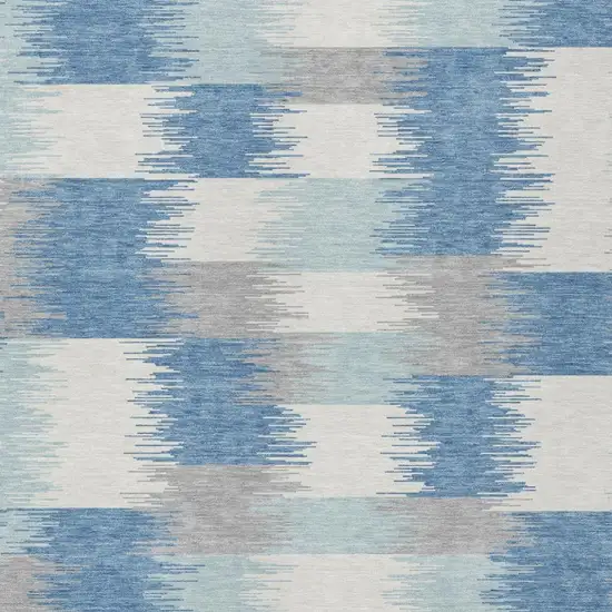 Denim Blue And Blue Geometric Washable Indoor Outdoor Area Rug Photo 1