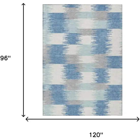 Denim Blue And Blue Geometric Washable Indoor Outdoor Area Rug Photo 6