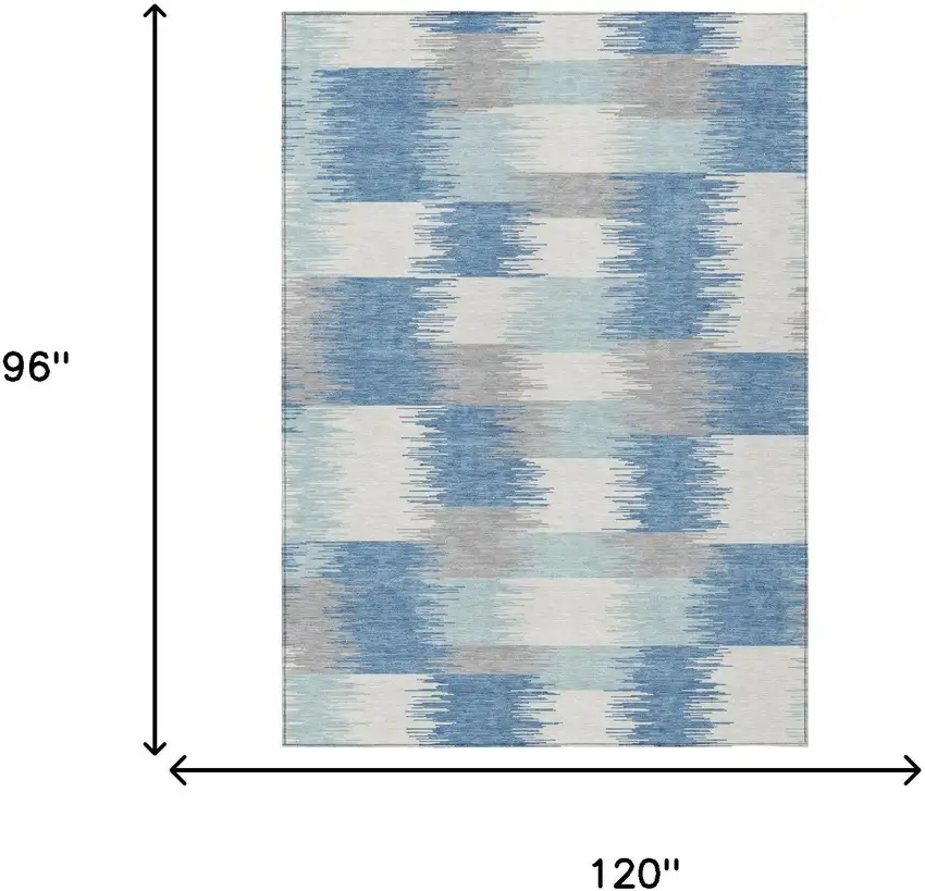 Denim Blue And Blue Geometric Washable Indoor Outdoor Area Rug Photo 6