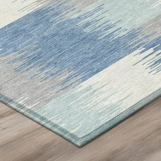 Denim Blue And Blue Geometric Washable Indoor Outdoor Area Rug Photo 4