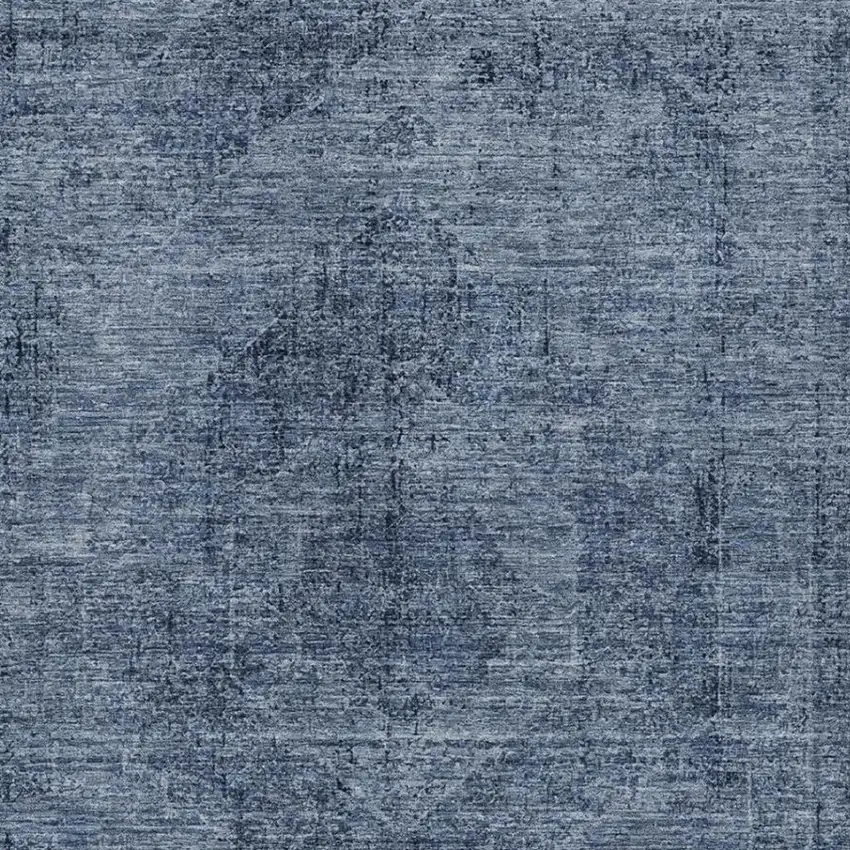 Denim Blue And Blue Oriental Washable Indoor Outdoor Area Rug Photo 3