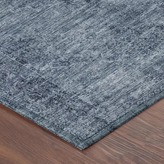 Denim Blue And Blue Oriental Washable Indoor Outdoor Area Rug Photo 5