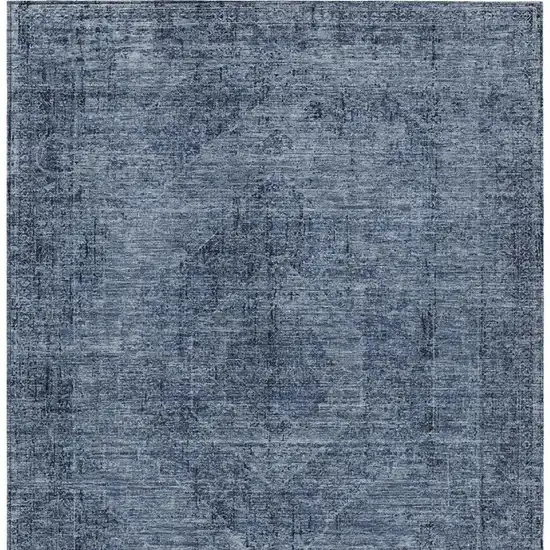 Denim Blue And Blue Oriental Washable Indoor Outdoor Area Rug Photo 4