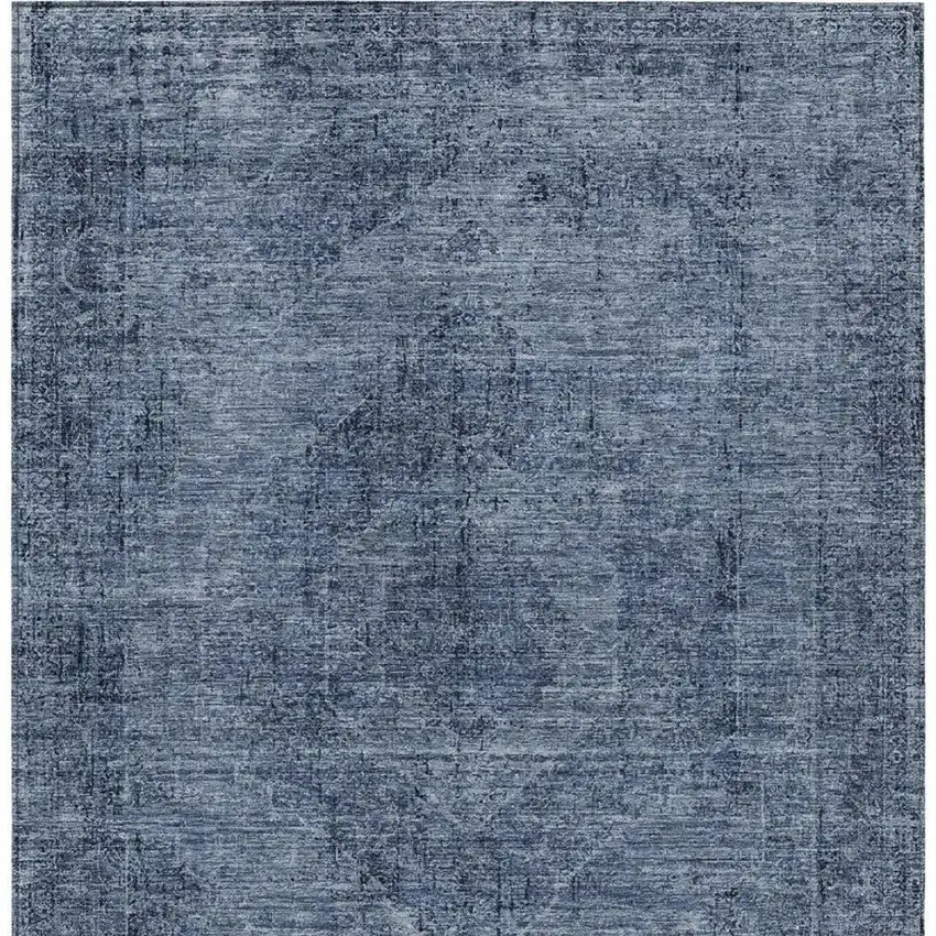 Denim Blue And Blue Oriental Washable Indoor Outdoor Area Rug Photo 4
