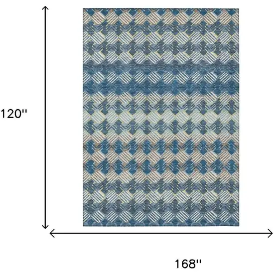Denim Blue And Blue Striped Washable Indoor Outdoor Area Rug Photo 5