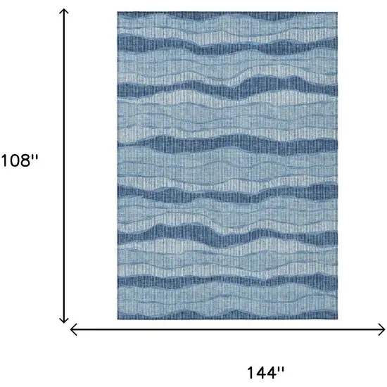 Denim Blue And Blue Striped Washable Indoor Outdoor Area Rug Photo 5