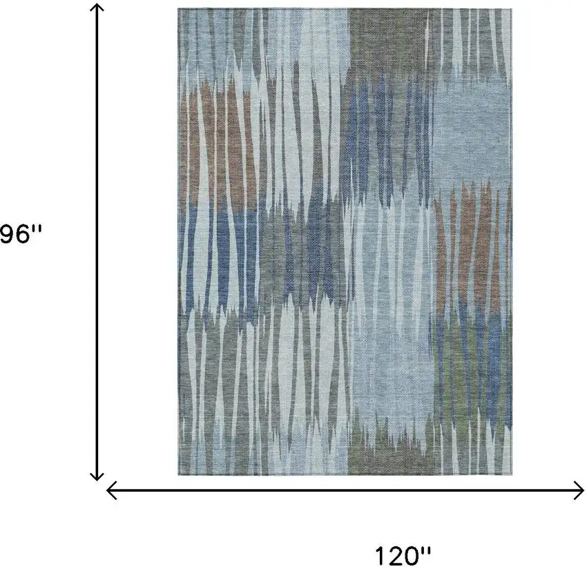 Denim Blue And Blue Striped Washable Indoor Outdoor Area Rug Photo 6
