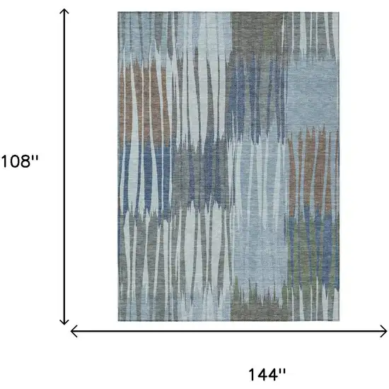 Denim Blue And Blue Striped Washable Indoor Outdoor Area Rug Photo 6
