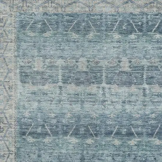 Denim Blue And Blue Tribal Washable Indoor Outdoor Area Rug Photo 3
