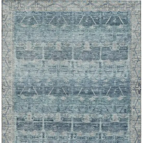 Denim Blue And Blue Tribal Washable Indoor Outdoor Area Rug Photo 3