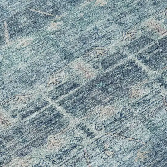Denim Blue And Blue Tribal Washable Indoor Outdoor Area Rug Photo 6