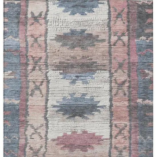 Denim Blue And Blush Tribal Washable Indoor Outdoor Area Rug Photo 9