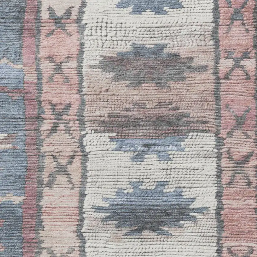 Denim Blue And Blush Tribal Washable Indoor Outdoor Area Rug Photo 3