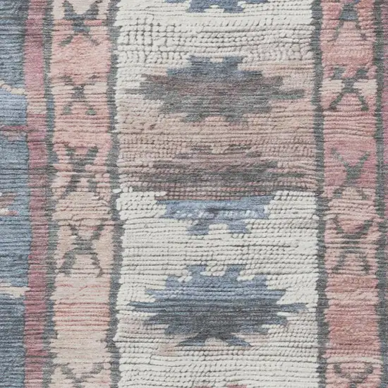Denim Blue And Blush Tribal Washable Indoor Outdoor Area Rug Photo 3