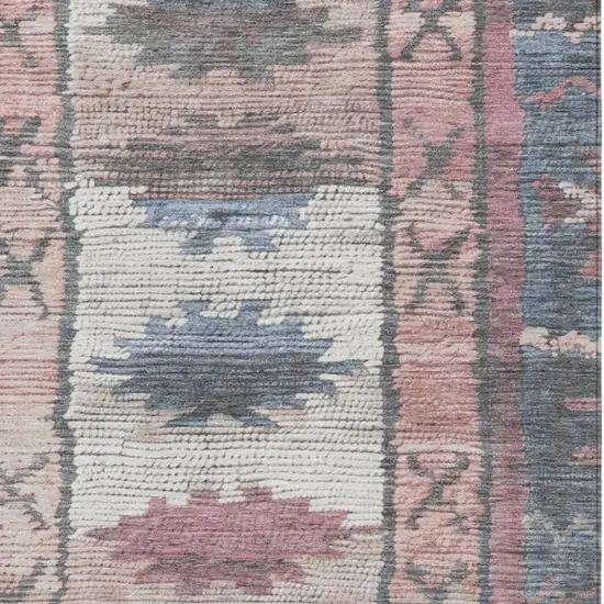 Denim Blue And Blush Tribal Washable Indoor Outdoor Area Rug Photo 9