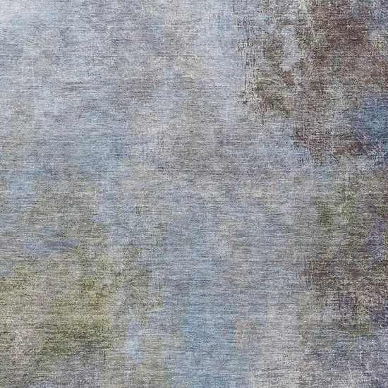 Denim Blue And Brown Abstract Washable Area Rug With UV Protection Photo 3