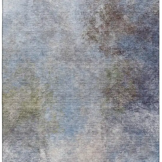 Denim Blue And Brown Abstract Washable Area Rug With UV Protection Photo 4