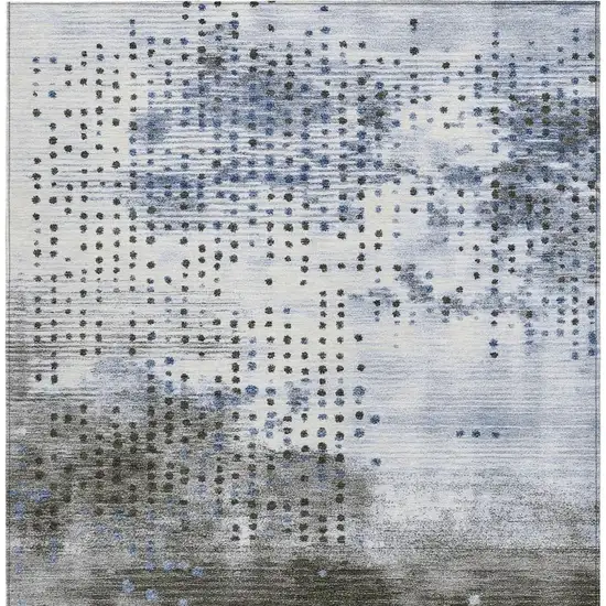 Denim Blue And Brown Geometric Washable Indoor Outdoor Area Rug Photo 3