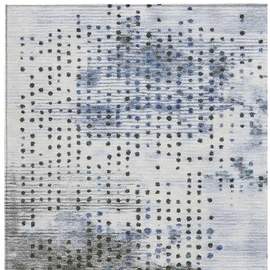 Denim Blue And Brown Geometric Washable Indoor Outdoor Area Rug Photo 3