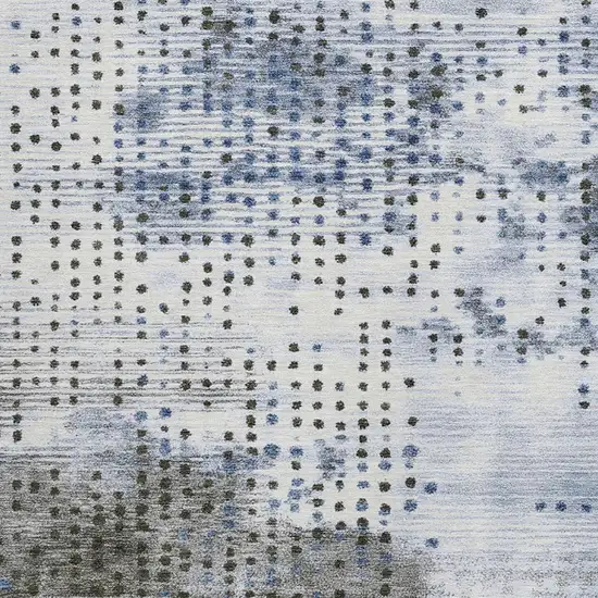 Denim Blue And Brown Geometric Washable Indoor Outdoor Area Rug Photo 3