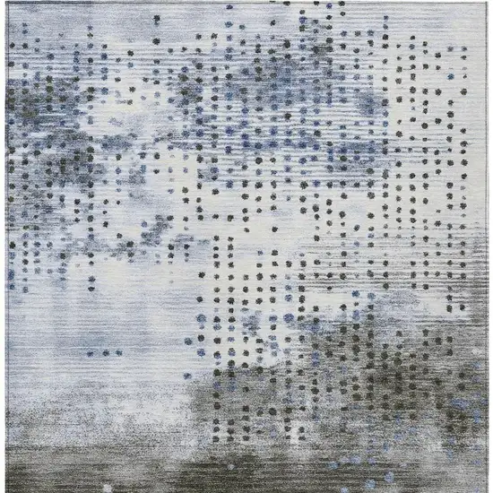 Denim Blue And Brown Geometric Washable Indoor Outdoor Area Rug Photo 9