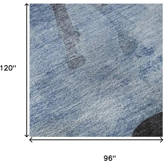 Denim Blue And Charcoal Animal Print Washable Area Rug With UV Protection Photo 8