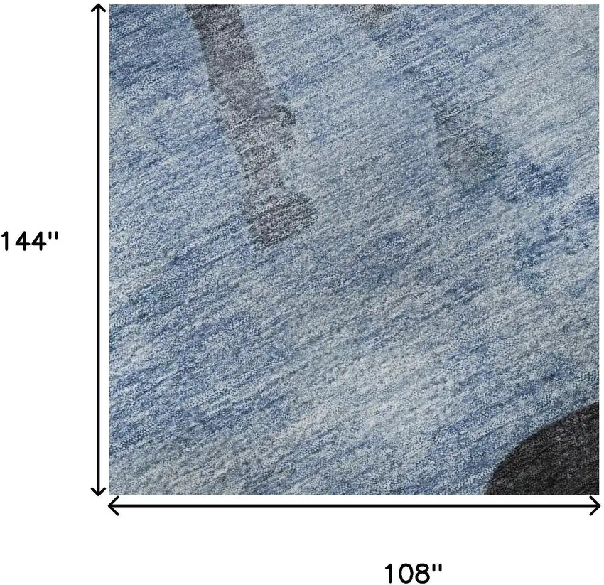 Denim Blue And Charcoal Animal Print Washable Area Rug With UV Protection Photo 9