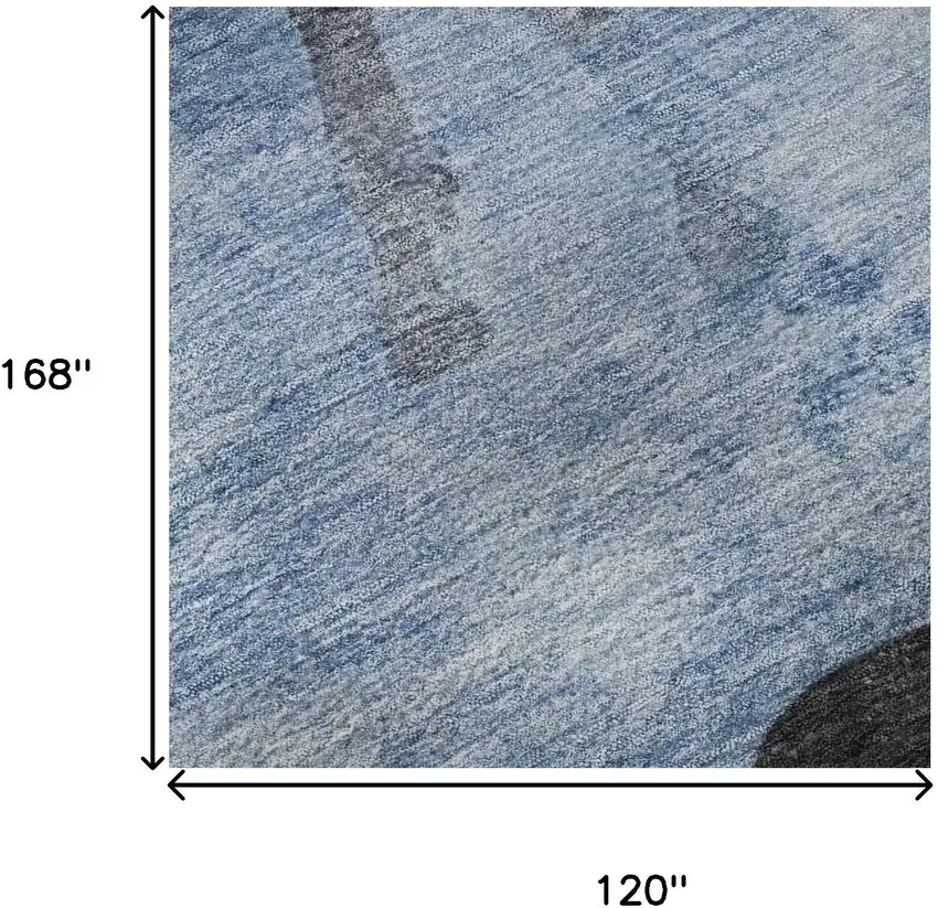 Denim Blue And Charcoal Animal Print Washable Area Rug With UV Protection Photo 9