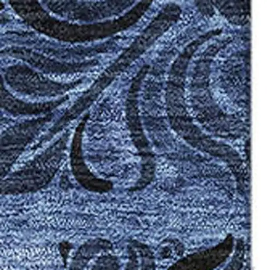 Denim Blue And Charcoal Medallion Washable Area Rug With UV Protection Photo 3