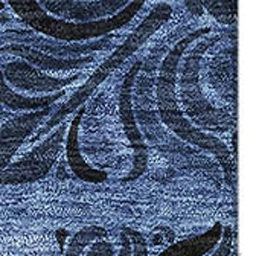 Denim Blue And Charcoal Medallion Washable Area Rug With UV Protection Photo 3