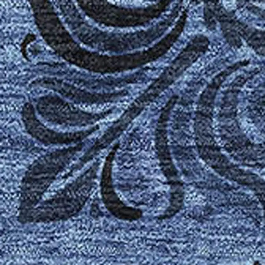 Denim Blue And Charcoal Medallion Washable Area Rug With UV Protection Photo 3