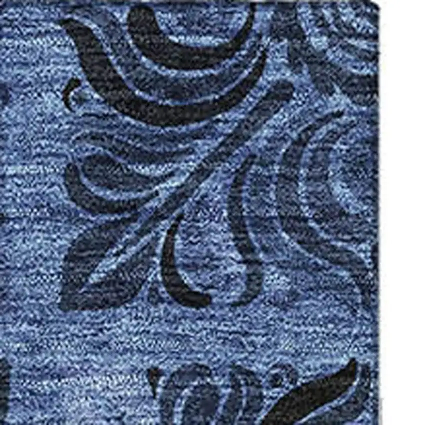 Denim Blue And Charcoal Medallion Washable Area Rug With UV Protection Photo 4